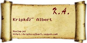 Kripkó Albert névjegykártya